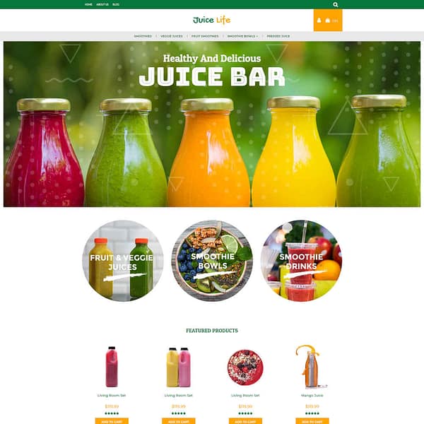juice and smoothies - Juice Life 3dcart theme 01