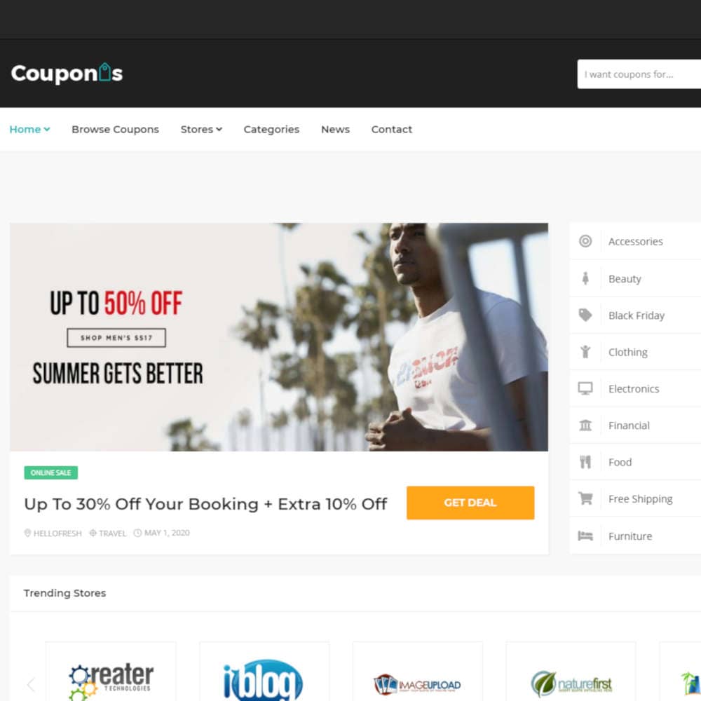 Couponis Coupons and Deals WordPress Theme - 3 Coupon Types